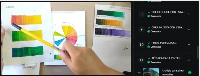Clase de teoría del color dentro del curso